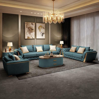 Leather Designer Sofa Couch Upholstery Suite 6pcs. Set Sets Coffee table