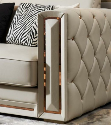 Chesterfield Sofa Beige Leather Luxury Living room Design Couches Upholstery