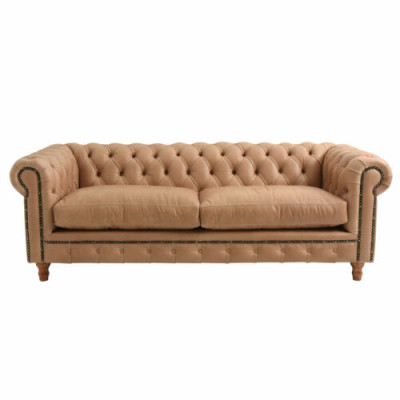 Design Leather Sofa Couch - Chesterfield Upholstery Three Seater 220cm