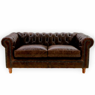 Design Leather Sofa Couch - Chesterfield Upholstery Three Seater 220cm