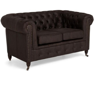 Two-seater Chesterfield Textile Couch Upholstery 2 Seater Sofas Couches black new