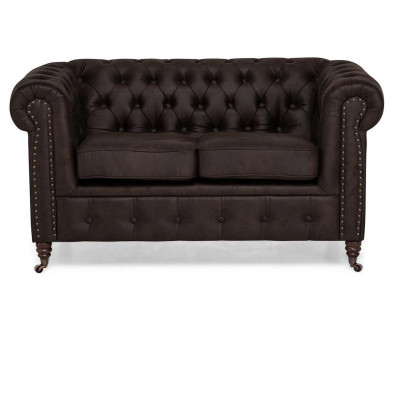 Two-seater Chesterfield Textile Couch Upholstery 2 Seater Sofas Couches black new