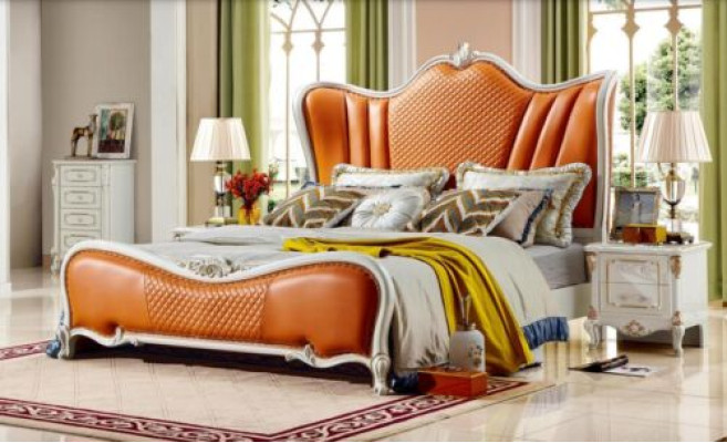 Orange Bed Bedroom Beds 180x200 Luxury Hotel Double bed Furniture