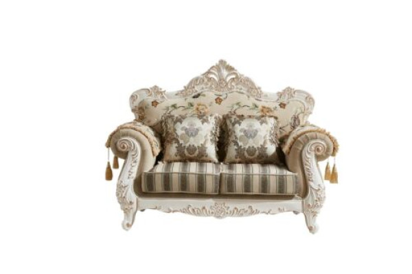 Sofa 2 Seater Beige Luxury Upholstery Fabric Living room Classic Couch
