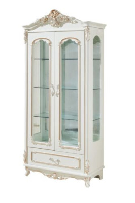 Display case White Luxury Living room Furniture Wood Glass Design Elegant Classic
