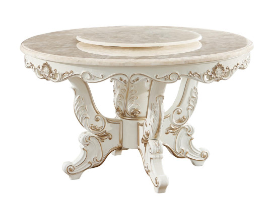 Dining table White Round Classic Dining room Luxury Wood Tables Elegant design