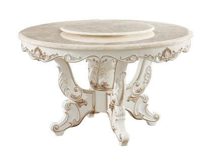 Dining table White Round Classic Dining room Luxury Wood Tables Elegant design