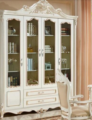 Bookshelf Style Art Deco Wardrobe Display case White Furniture Cabinets Shelf Wood