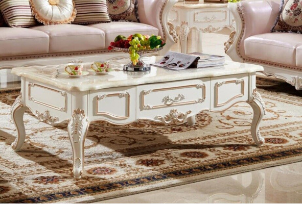 Royal Coffee table 130x73 Table Sofa Side table Tables White Wood