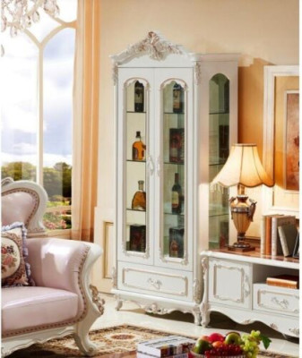 Classic Display case Glass Cabinet Wood Wardrobe White Cabinets Furniture Furnishings