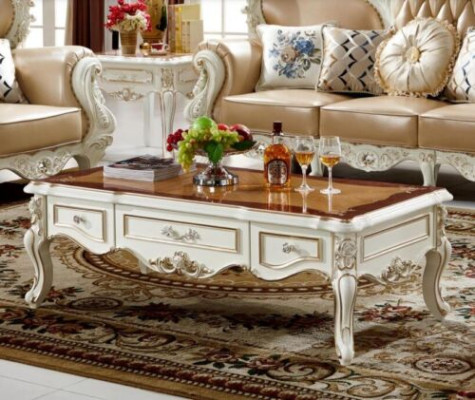 Luxury Living room Coffee tables Table Wood Marble Imitation Sofa Side
