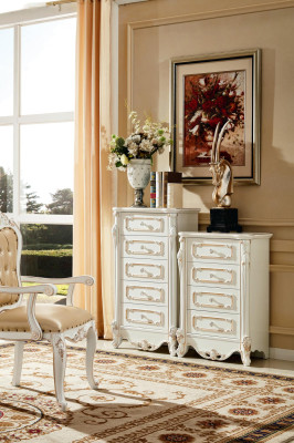 Bedroom Set White Design Elegant 2x Chest of drawers Classic Furniture Luxury 2-piece.