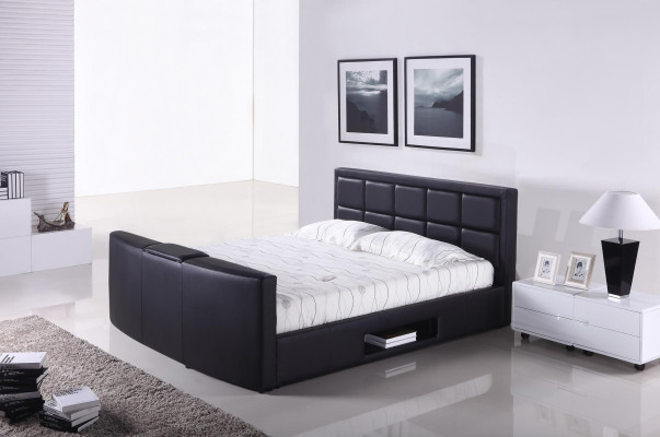 Bed with Lift TV Mount Bedroom Beds Upholstery Double