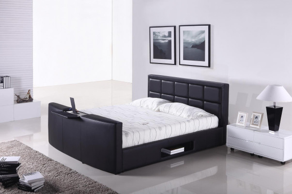 Bed with Lift TV Mount Bedroom Beds Upholstery Double