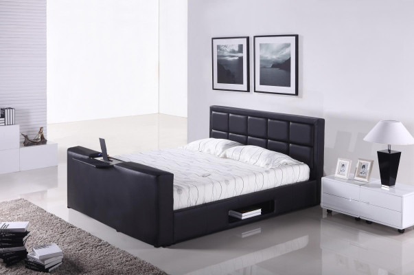 Bed with Lift TV Mount Bedroom Beds Upholstery Double