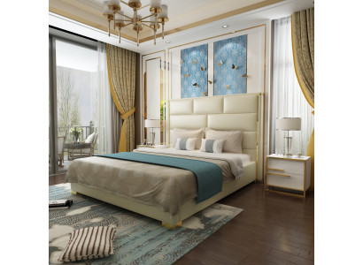 Designer Double bed Bed Bedroom Beds Leather Hotel Luxury Upholstery
