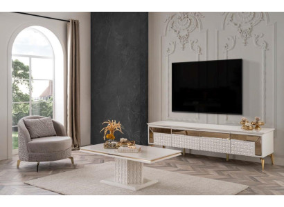 Living room Set Suite Armchair TV-cabinet Sideboard Lowboard Coffee table 3-piece.