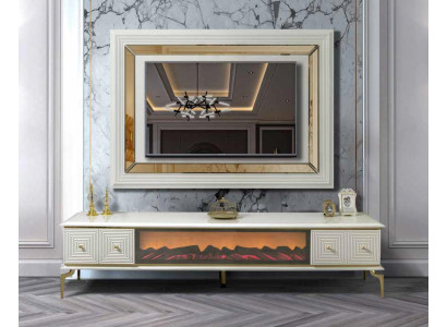 sideboard Wardrobe TV cabinet with fireplace Wall unit Set TV Panel stainless steel Luxury Furniture