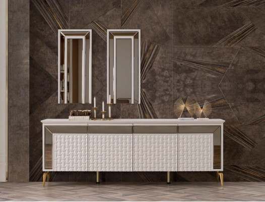 Luxury Sideboard White High-quality Chests of drawers Wardrobe 230cm 3-piece