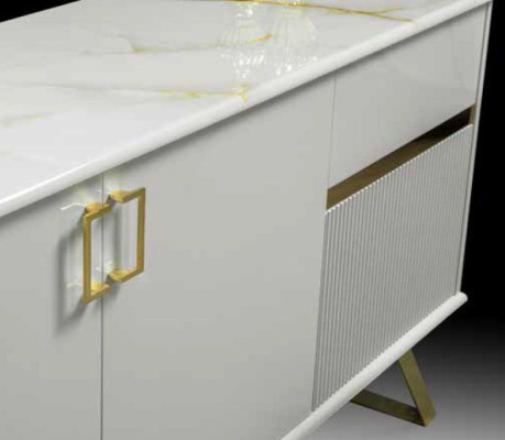 Sideboard Helle Chest of drawers xxl sideboard 220cm Chests of drawers Wardrobe Gold White