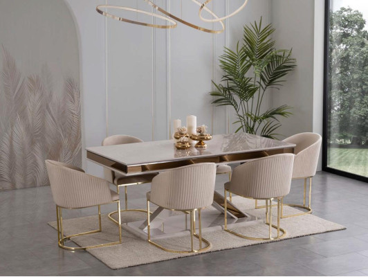 X Legs Dining table Column table Luxury Tables White Gold Table Furniture Wood