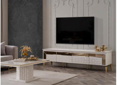 TV-cabinet Sideboard White Living room Wardrobe tv 220cm Stand TV-cabinet Furniture Wood