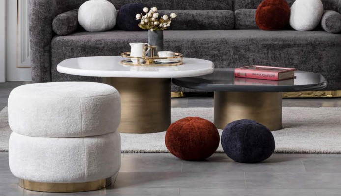 Designer Coffee table 2x White and Black Modern Style for Living room Model