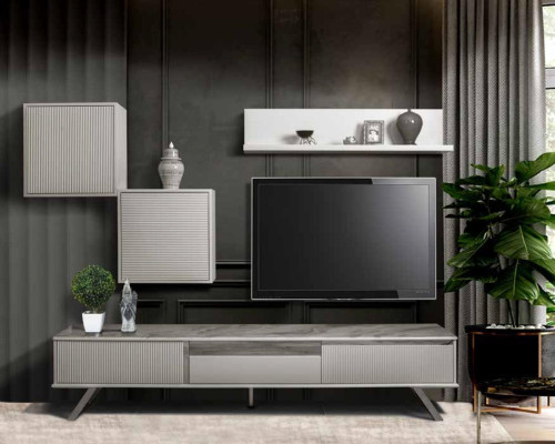 Wall unit TV-cabinet sideboard tv stand 250cm lowboard wall units Wood White
