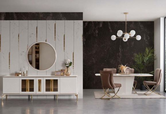 Luxury Dining room Dining set Dining table Set Dining set Table Chairs Chest of drawers 7 pieces