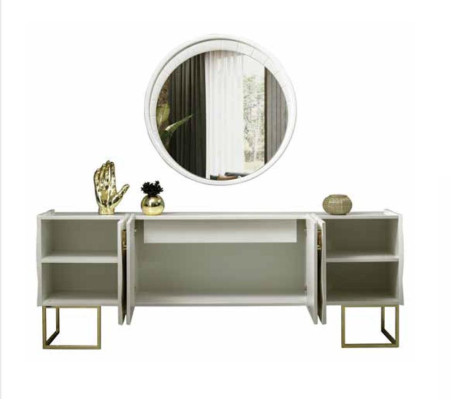 Dining table Suite Dining set Chest of drawers 4x Chair Sideboard Dining table stainless steel 7 pieces.
