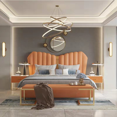 Modern Luxury Beds Upholstery Leather Textile High Quality Bedroom Bed
