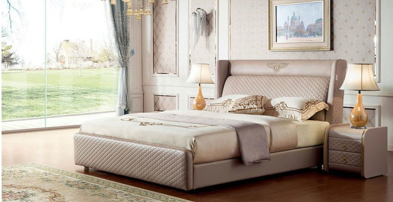 Bed Fabric Upholstery Design Luxury Double Hotel Beds Sleep Room Leather Modern