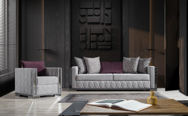 Silver sofa set couch seat cushion sofa set 3+1 seater couches