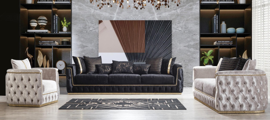 Luxury Chesterfield Sofa Set 3+1 Seat Couch Upholstery Furniture Velvet Gold