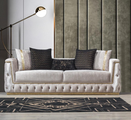 Luxury Chesterfield Sofa Set 3+1 Seat Couch Upholstery Furniture Velvet Gold
