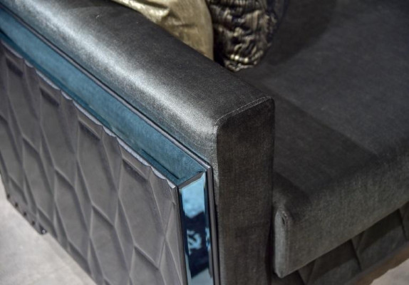 Sofa 3 Seater Luxury Furniture Living room Three Seater Gray Metal with Textile