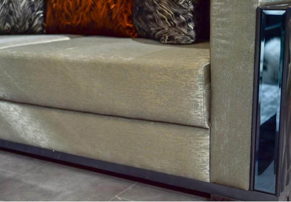 Three-seater luxury sofa 3 Seat Sofas Seat Design brown Metal with Textile