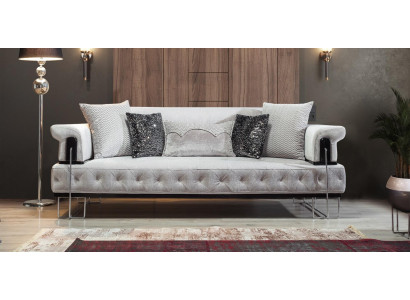 Upholstery Furniture Three Seater Sofa 3 Seater Couches White Metal with Textile