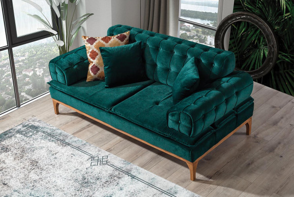 Luxury Sofa 3 Seater Sofas Seat Fabric Design Furniture Style Textile new green