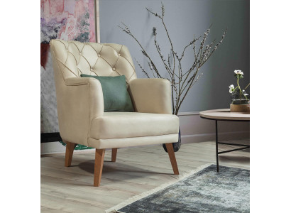 Living room Armchair Furniture Modern Fabric Lounge Textile Imitation leather beige