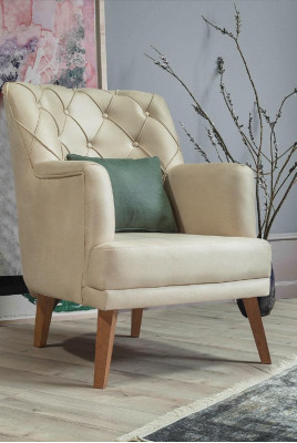 Living room Armchair Furniture Modern Fabric Lounge Textile Imitation leather beige