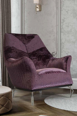 Armchair Single Seater Upholstery Seat Designer Seat Fabric Modern Purple