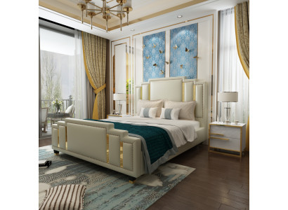 Beds Double Bedroom Luxury Marriage Hotel Designer Bed 180x200 Leather