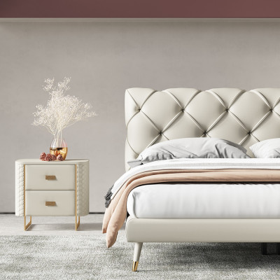 Beds 180x200cm Sleep Room Textile Fabric Bed Chesterfield Design Luxury