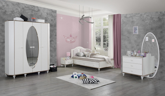 Chest of drawers with Mirror Furniture Modern Chest of drawers Wood Youth Room White new