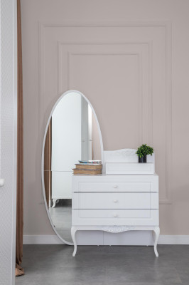 Chest of drawers with Mirror Youth Room Furniture Design new Wood White Color