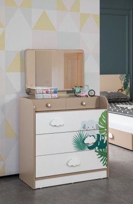 Chest of drawers with Mirror Furniture Youth Room Brown Chest of drawers with Mirror Wood