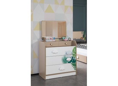 Chest of drawers with Mirror Furniture Youth Room Brown Chest of drawers with Mirror Wood