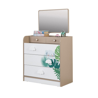 Chest of drawers with Mirror Furniture Youth Room Brown Chest of drawers with Mirror Wood