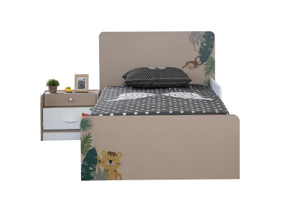 Bed Bedside table Bedroom Youth room Childrens room Furniture 2pcs.